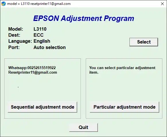 Epson L3110 Adjustment program free download