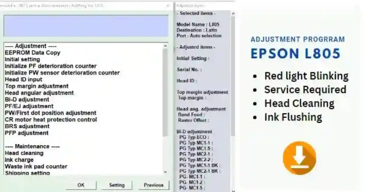 Epson L805 Resetter