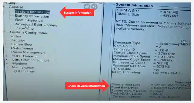 System Information Dell Laptop