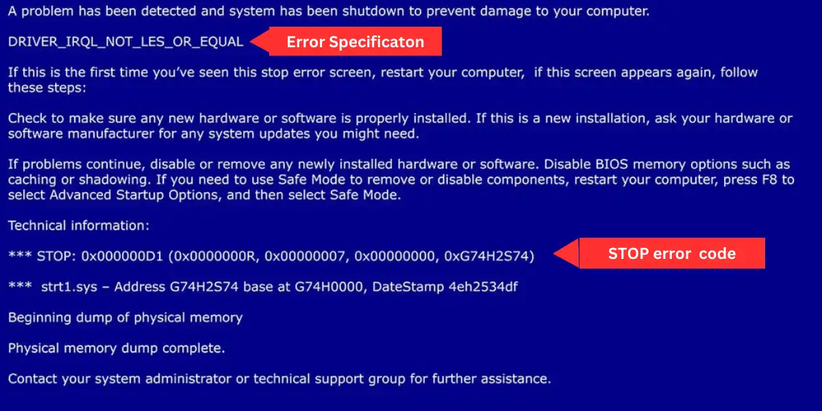 BSOD Screen Specification