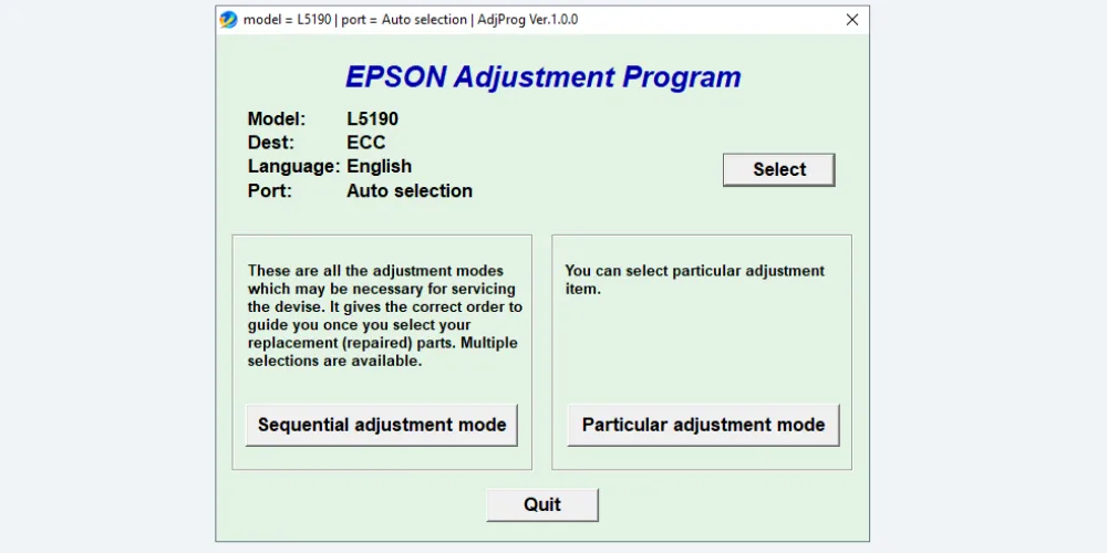 Epson L5190 resetter