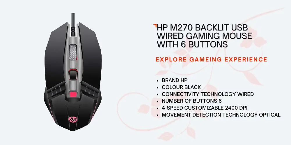 HP M270 Backlit USB Wired Gaming Mouse