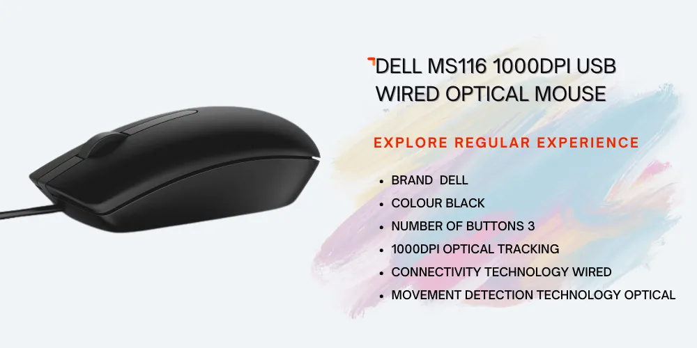 Dell MS116 1000Dpi USB Wired Optical Mouse