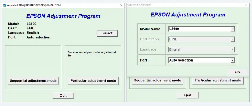 Epson L3100 Resetter Program 