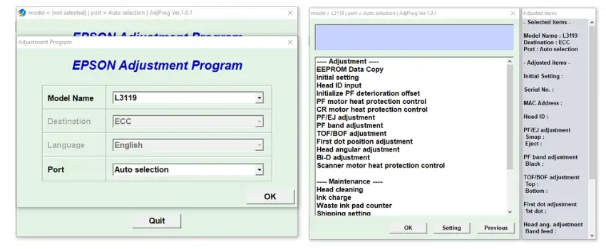 EPSON L3118 L3119 Adjustment program