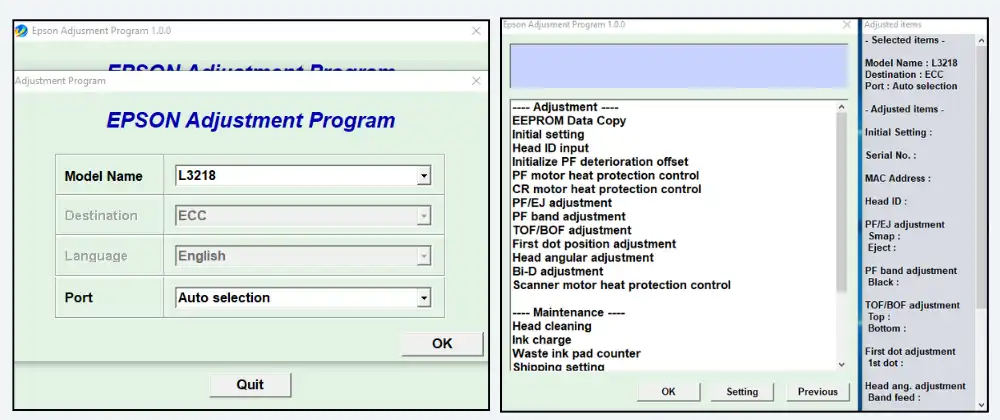 L3218 reset tool